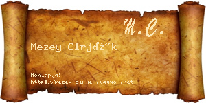 Mezey Cirjék névjegykártya